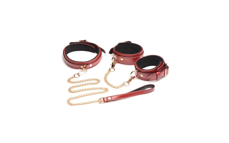 XR Brands Master Series Bondage Play Sex Toy Set 6 Piece Burgundy