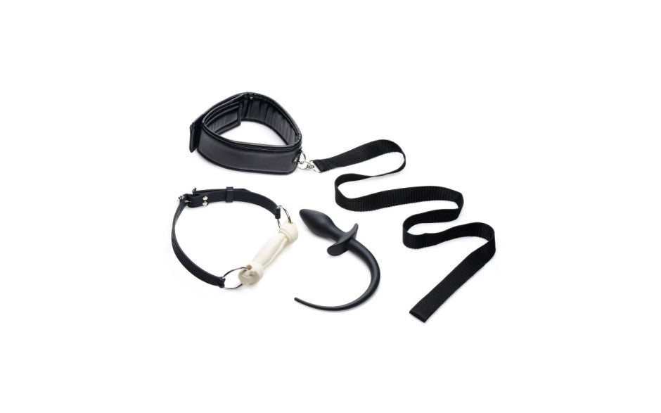 XR Brands Tailz Puppy Play Set Includes Gag Plug & Collar Black Secondary image
