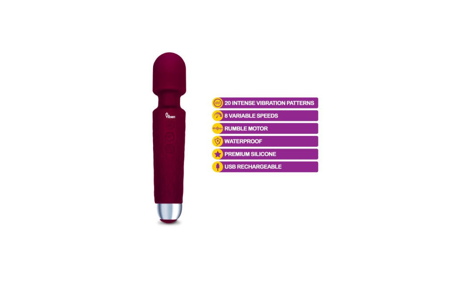 Viben Tempest Rechargeable Body Wand Massager Ruby Viben