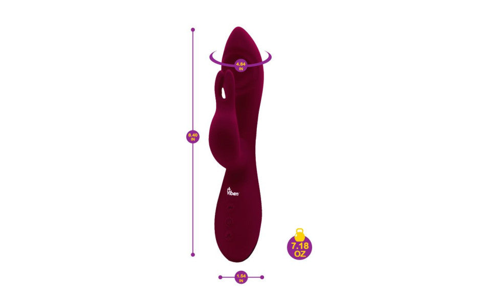Viben Pzazz Rechargeable Thumping Rabbit Vibrator Ruby Viben