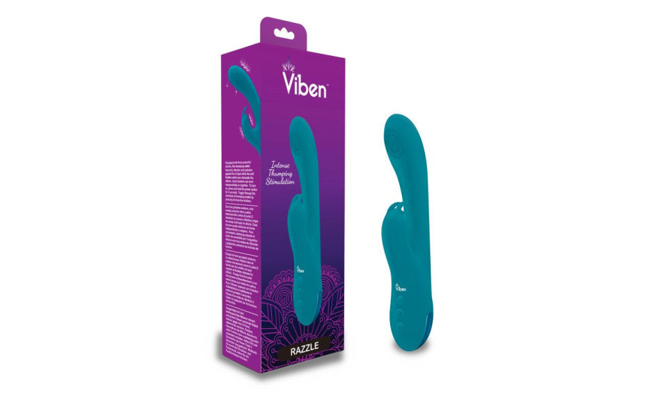 Viben Razzle Rechargeable Thumping Rabbit Massager Ocean Viben