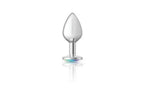 Viben Cheeky Charms Silver Round Butt Plug With Clear Iridescent Jewel