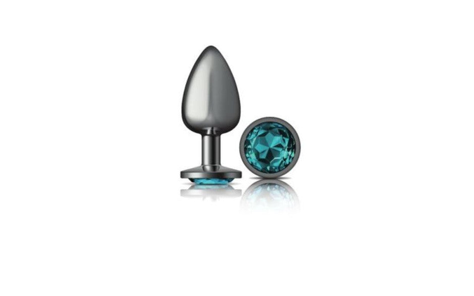 Viben Cheeky Charms Gunmetal Round Butt Plug With Jewel Large