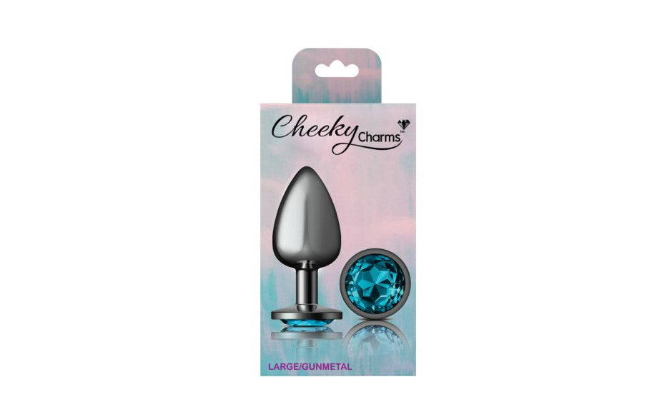 Viben Cheeky Charms Gunmetal Round Butt Plug With Jewel Large