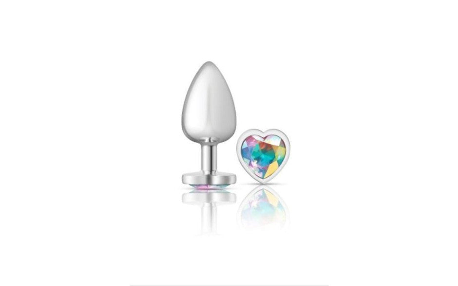 Viben Cheeky Charms Silver Metal Anal Plug With Heart Jewel Large