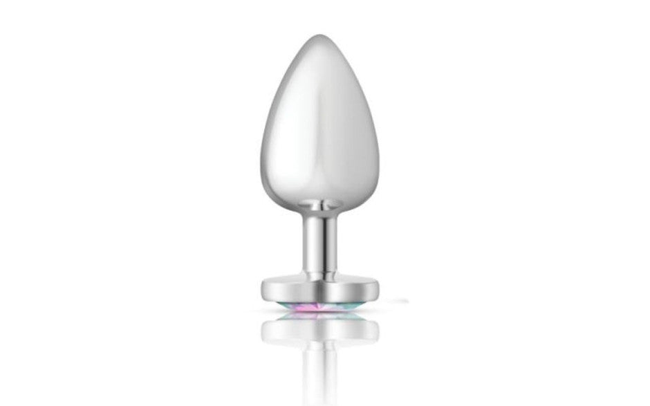 Viben Cheeky Charms Silver Metal Anal Plug With Heart Jewel Large
