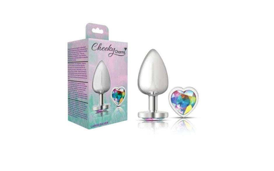 Viben Cheeky Charms Silver Metal Anal Plug With Heart Jewel Large Main image