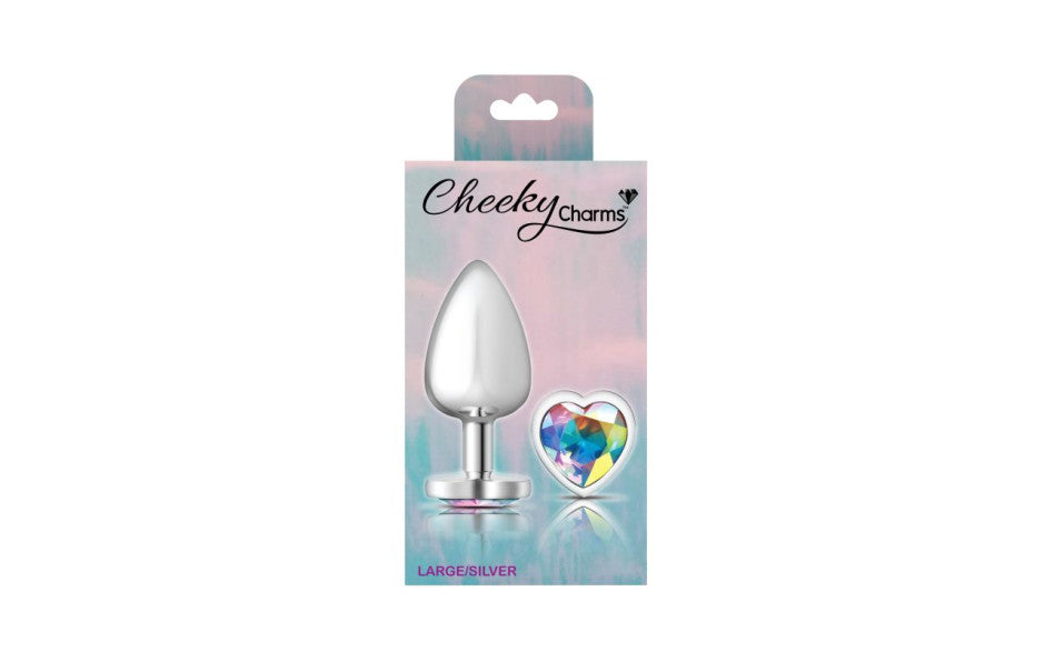Viben Cheeky Charms Silver Metal Anal Plug With Heart Jewel Large