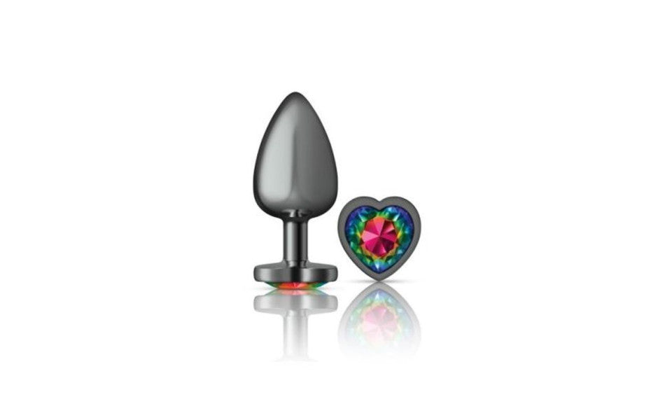 Viben Cheeky Charms Gunmetal Butt Plug With Heart Jewel Large Secondary image