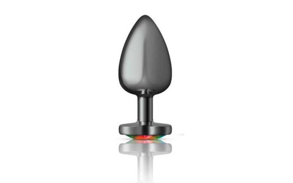Viben Cheeky Charms Gunmetal Butt Plug With Heart Jewel Large Main image