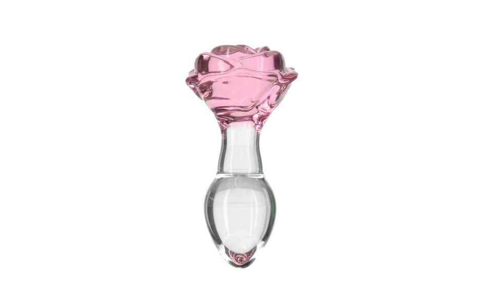 BMS Factory Pillow Talk Rosy Luxurious Glass Anal Plug With Clear Gem BMS Factory