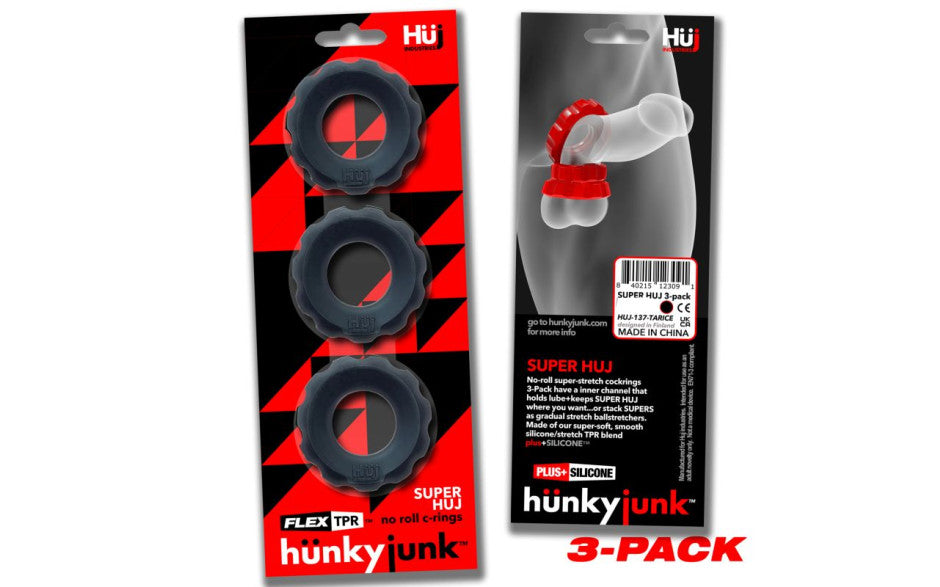 Hunkyjunk Superhuj Cock Ring 3 Piece