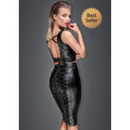Noir Handmade Power Wetlook Pencil Womens Skirt With Long Zipper Noir Handmade