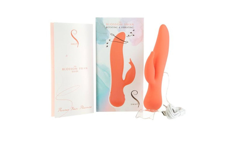 BMS Factory Swan The Blossom Rechargeable Rabbit Vibrator Peach