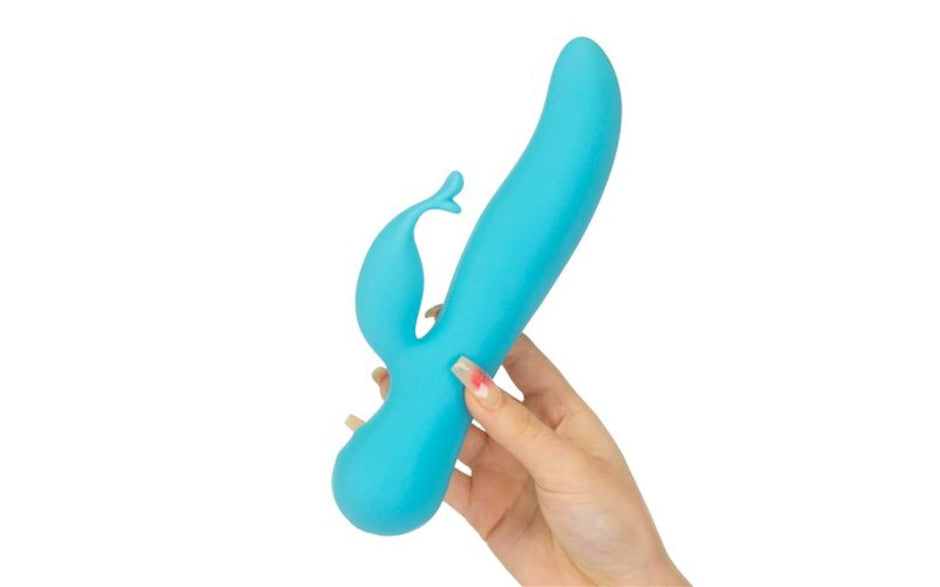 BMS Factory Swan The Kissing Rechargeable Rabbit Vibrator Blue