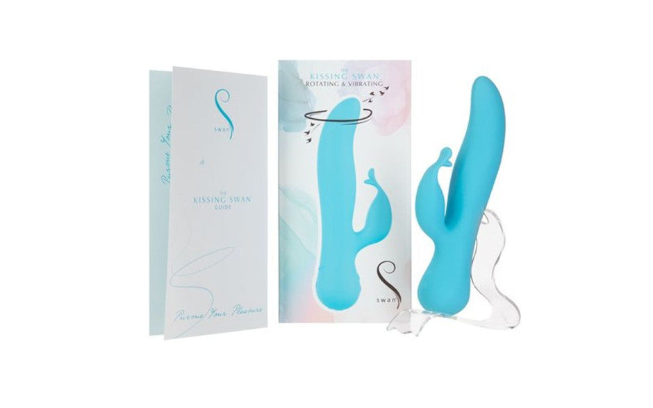 BMS Factory Swan The Kissing Rechargeable Rabbit Vibrator Blue