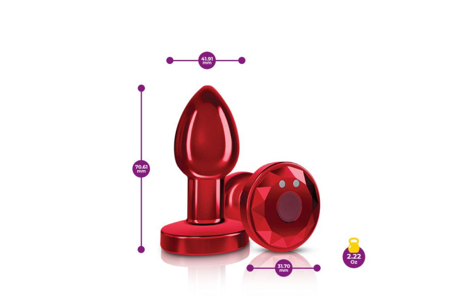 Viben Cheeky Charms Rechargeable Vibrating Metal Butt Plug With Remote Red Secondary image