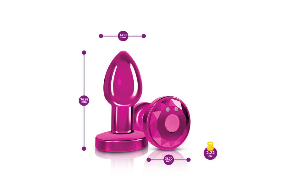 Viben Cheeky Charms Rechargeable Vibrating Metal Butt Plug With Remote Pink