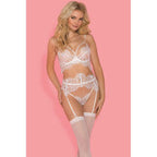 Showtime Bianca 4 Piece Bra G-String Garter and Stocking Set White Showtime
