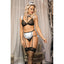 Showtime Maid For Pleasure Headpiece Bra Garter G String & Stocking Set 5 Piece One Size