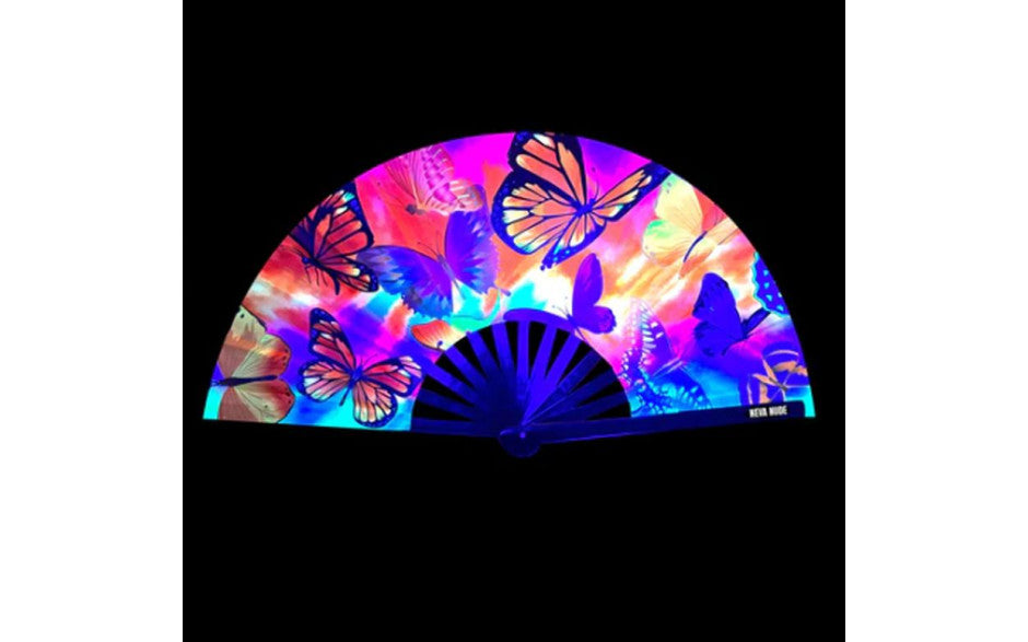 Neva Nude Butterfly Garden Blacklight Folding Fan Neva Nude