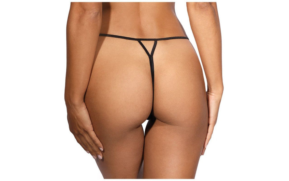 Axami Lingerie Lace Open Front G String Panty Black Small Secondary image