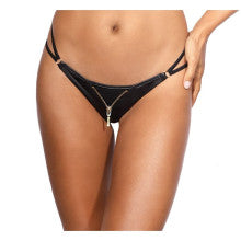 Axami Lingerie Stretch Wetlook Zip G-String Panty Black Axami Lingerie