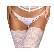 Axami Lingerie Microfiber and Lace G-String Panty with Studs White Axami Lingerie