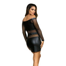 Axami Lingerie Off The Shoulder Mesh Panel Sexy Dress Black Secondary image
