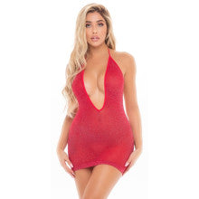 Pink Lipstick Love Bite Plunge Womens Halter Dress One Size Secondary image