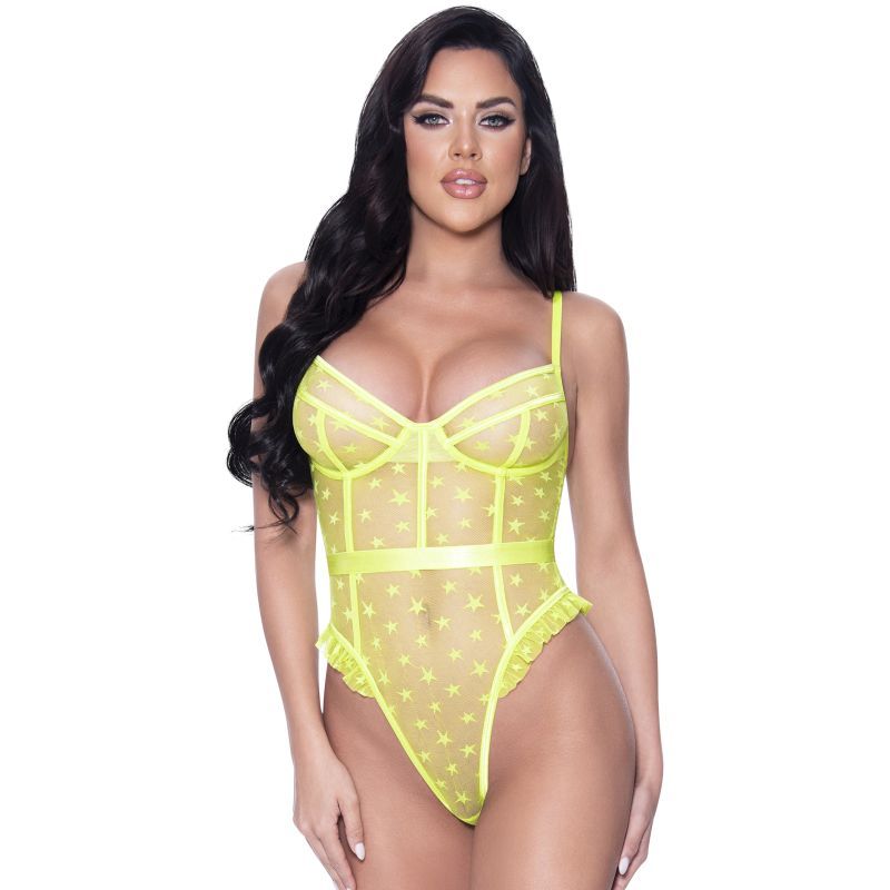 Exposed Lingerie High Leg Star Teddy Large