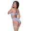 Exposed Lingerie Demi Bra Garter and Thong Set Blue Exposed Lingerie