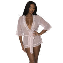 Exposed Lingerie Robe with Lace Trim Blush Exposed Lingerie Main image