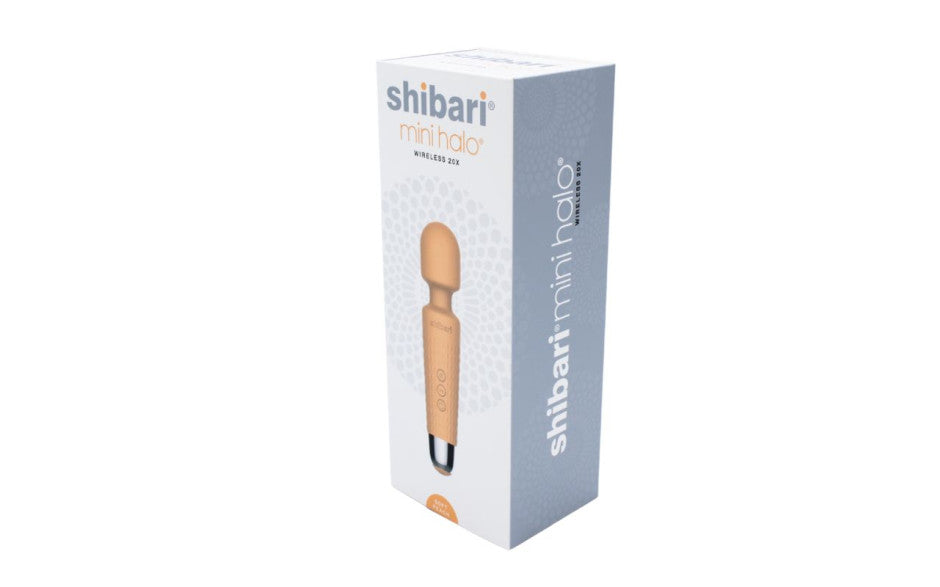 Shibari Mini Halo Wireless 20X Vibrating Body Wand Massager Peach
