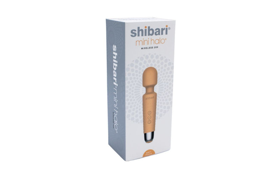 Shibari Mini Halo Wireless 20X Vibrating Body Wand Massager Peach
