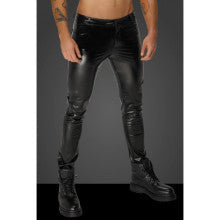 Noir Handmade Snake Wetlook Long Pants with Back Pockets Black Secondary image