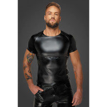 Noir Handmade Wetlook Mens T-Shirt with Snake Wetlook Sleeves Secondary image