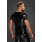 Noir Handmade Wetlook Mens T-Shirt with Snake Wetlook Sleeves Noir Handmade