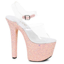 Ellie Shoes 7 Inch Stiletto Platform Sandal With Peach Glitter Ellie Shoes Main image