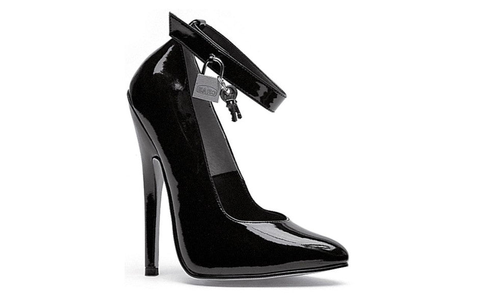 Ellie Shoes 6 Inch Fetish Pump With Lock and Key Black Secondary image