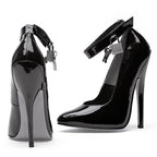 Ellie Shoes Fetish Pump With Lock & Key Black 6 Inch