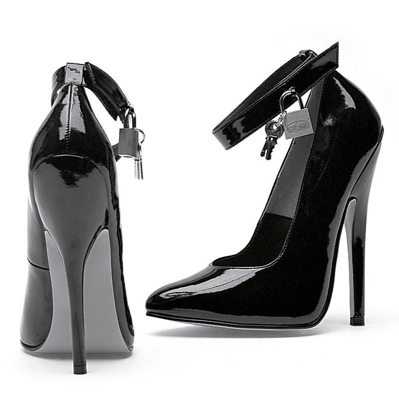 Ellie Shoes Fetish Pump With Lock & Key Black 6 Inch