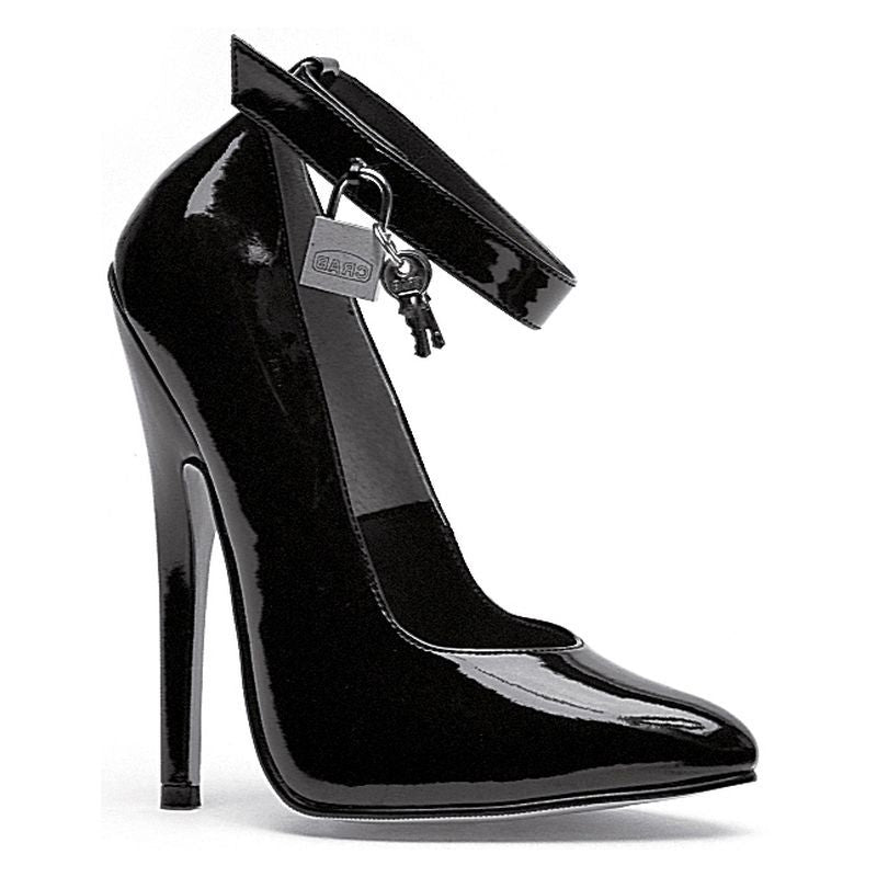 Ellie Shoes Fetish Pump With Lock & Key Black 6 Inch