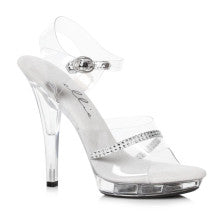 Ellie Shoes 5 Inch Heel Clear Sandals with Rhinestones Secondary image