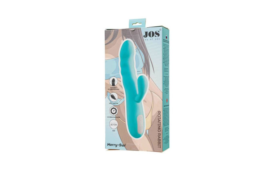 JOS Merry Swirl 10 Function Rotating Shaft Rabbit Vibrator Blue