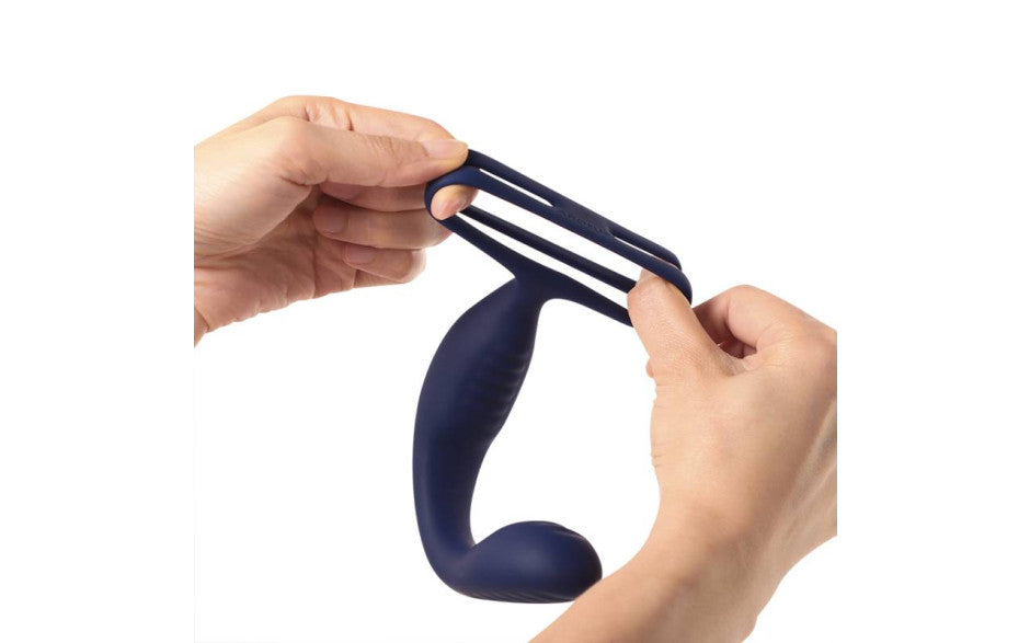 Arosum VibraDuo Vibrating Anal Probe & Perineum Stimulator With Cock Ring