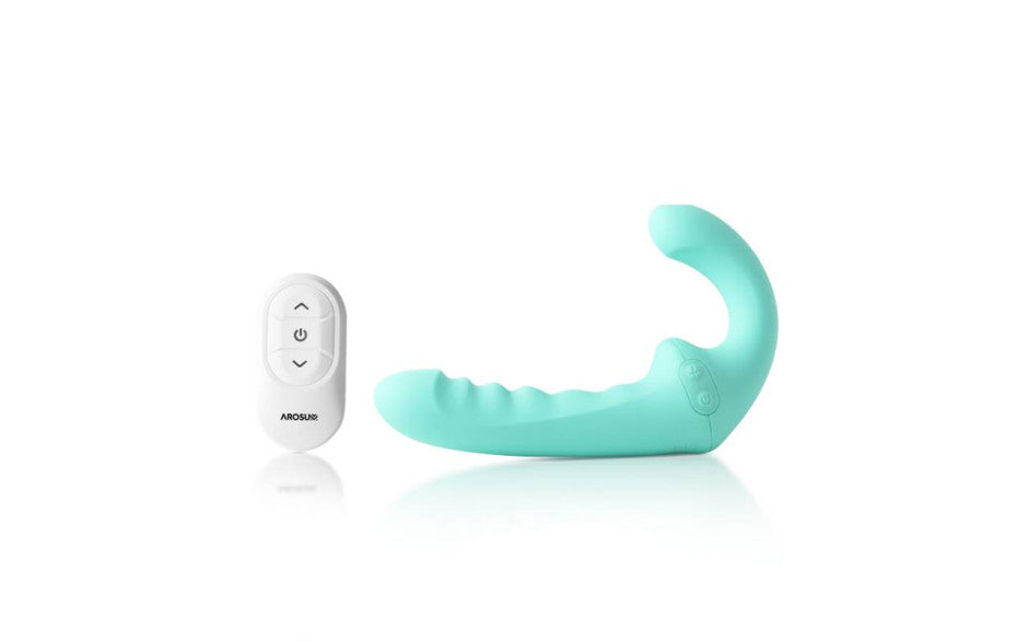 Arosum VibraTwin Remote Controlled Rechargeable Come Hither Strapless Strap On