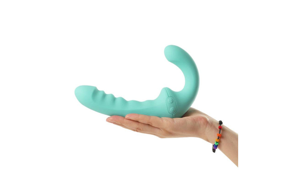 Arosum VibraTwin Remote Controlled Rechargeable Come Hither Strapless Strap On