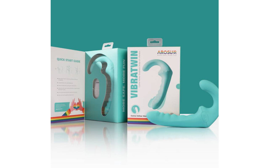 Arosum VibraTwin Remote Controlled Rechargeable Come Hither Strapless Strap On