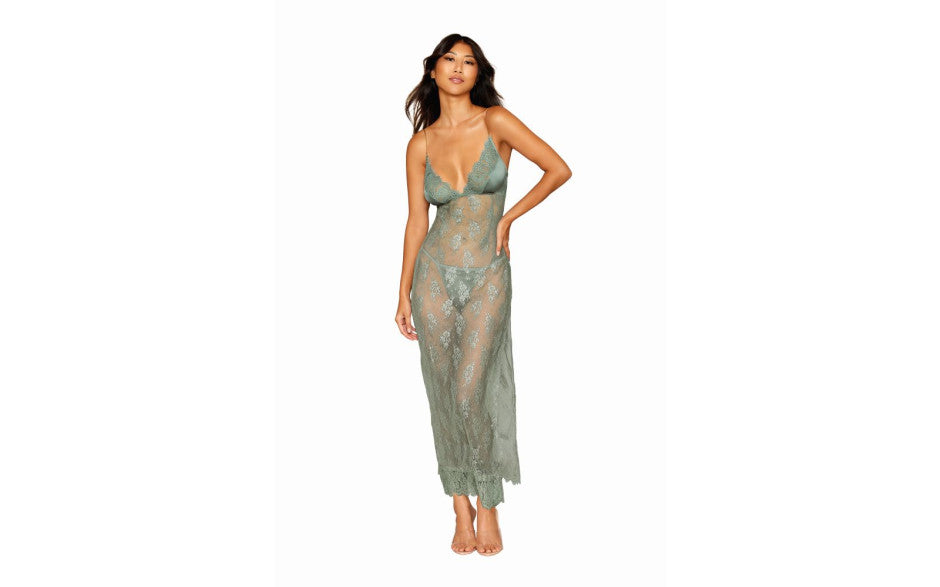 Dreamgirl Lingerie Womens Long Chemise With G String Sage Dream Girl Lingerie